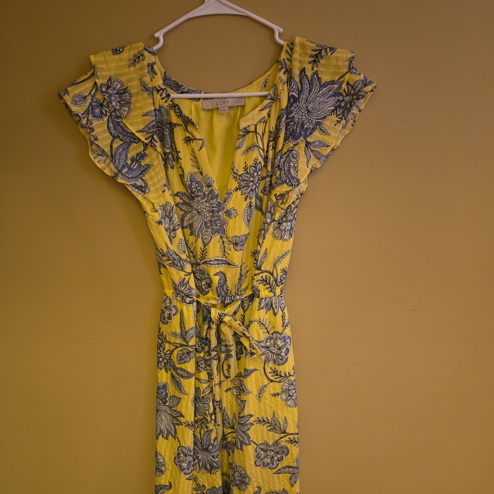 LOFT Floral Maxi Dress in Yellow and Blue